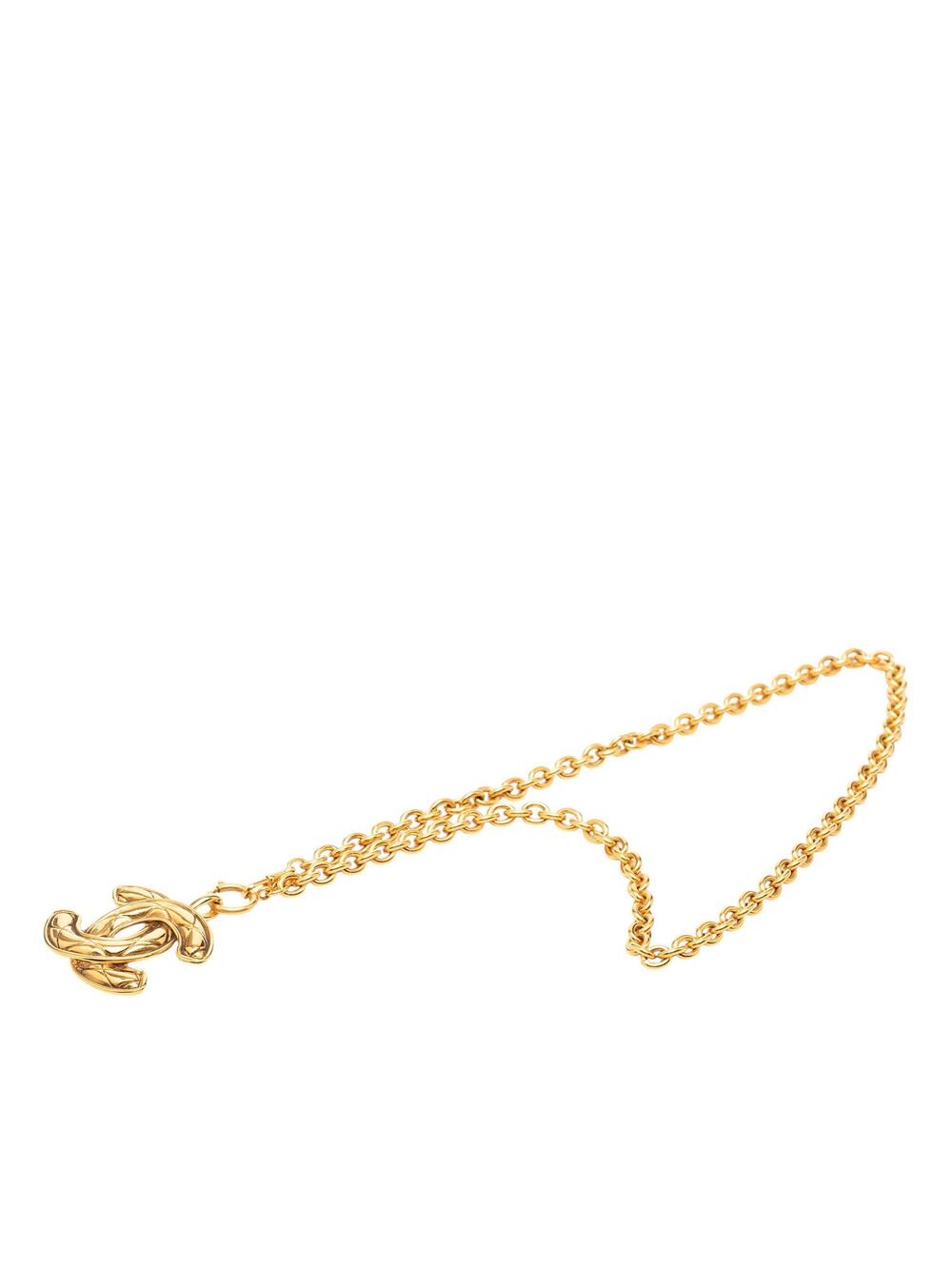Chanel Cc Gold Plated Quilted Pendant #283938C82B